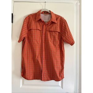 Ex Officio Orange Plaid Button Down Shirt- L
